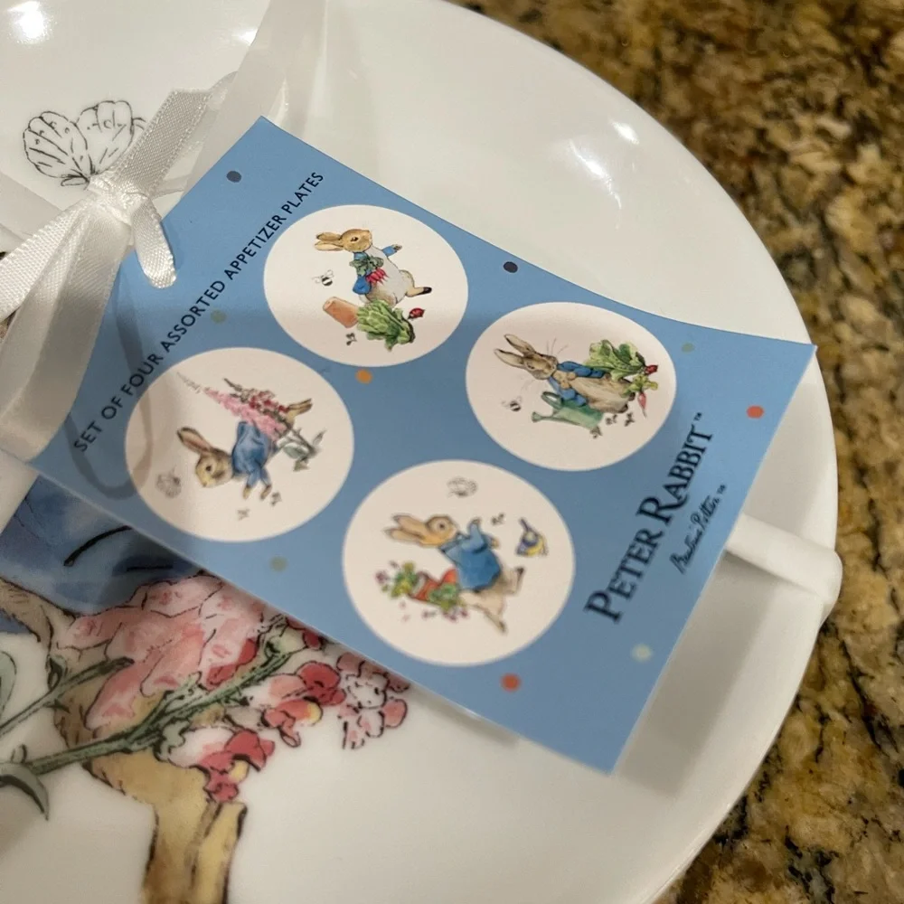 Beatrix Potter Peter Rabbit Appetizer Plate set of 4 - Brand new  6” plates - Picture 3 of 10